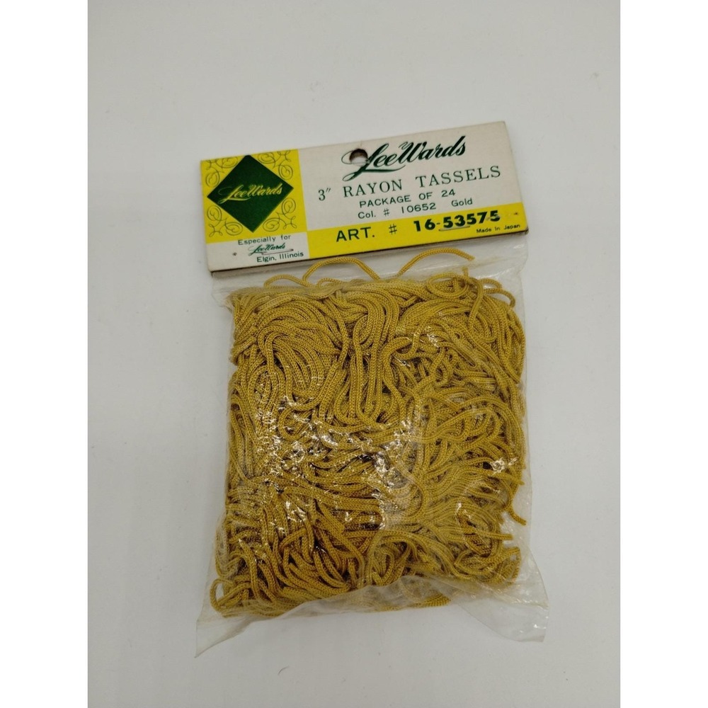 Lee Wards 3" Rayon Tassels Gold Color Package Of 24 Nos Vintage Sewing Fringe